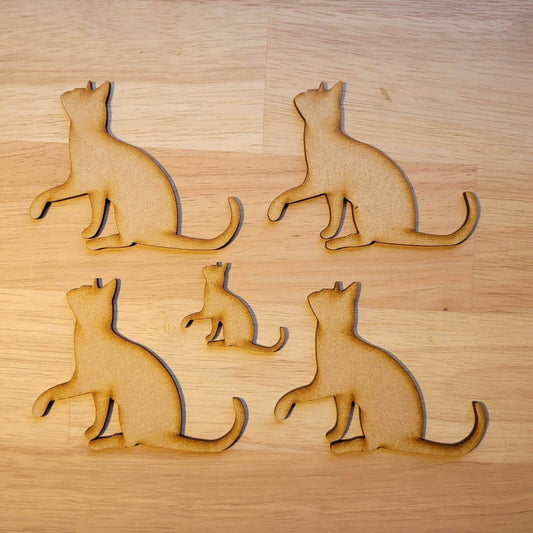 Large Wooden Cat Sitting Shapes MDF 5-60cm 3mm Thick Sign Craft Laser Cut Animal