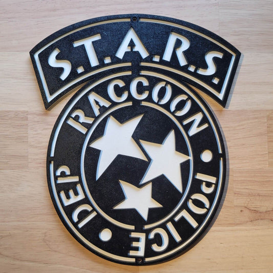 Large Raccoon City STARS Badge 3D Sign Wall art Hanging Game Plaque Painted