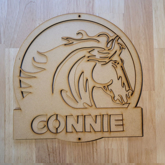 Large wooden 3D Any Name Horse Sign Kids Room Wall art Door Hanging unpainted