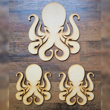 Large Wooden Octopus Kraken Shapes MDF 5-60cm 3mm Thick Sign Craft Laser Cut