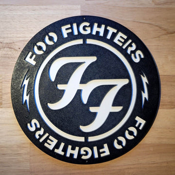 Large wooden Foo Fighters 3D Rock Band Logo Sign Wall art Hanging Plaque Painted