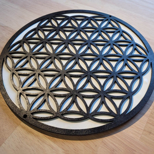 Large Wooden 3D Geometry Flower Of Life Wall Art Door Hanging Plaque Painted