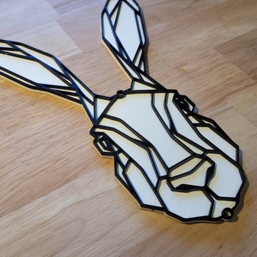 Wooden 3D Geometric Hare Sign Irish Wall Art Door Hanging Plaque 6mm Painted