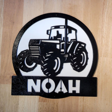 Personalised Wooden Tractor 3D Sign Painted Wall Art Door Plaque for Kids custom