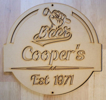 Large 3D Personalized Beer Bar Sign Wall art Hanging Ready to Paint Laser cut