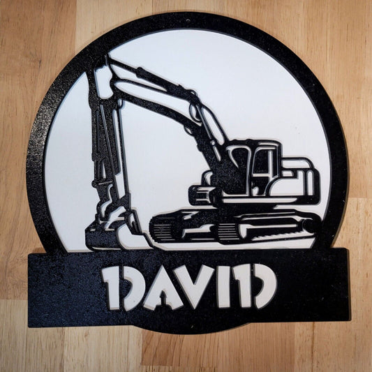 Personalised Kids Digger 3D Sign - Large Wall Art Door Plaque - Handcrafted