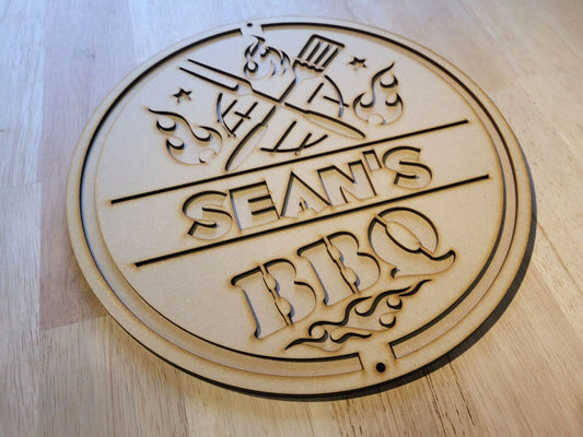 Large 3D Personalized BBQ Sign Wall art Door Hanging Ready to Paint Laser cut