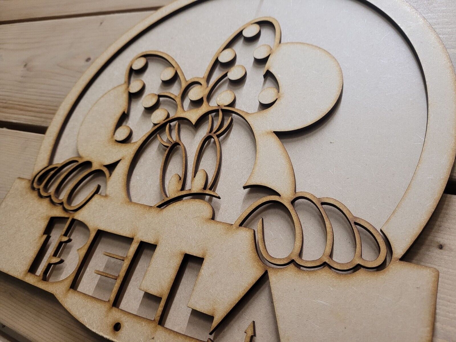 Large 3D Any Name Minnie Sign Wall art Kids Door Hanging Ready to Paint Cartoon