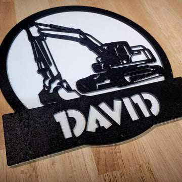 Personalised Kids Digger 3D Sign - Large Wall Art Door Plaque - Handcrafted