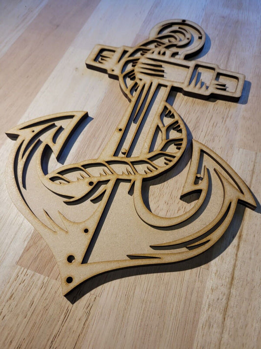 Large Wooden 3D Ships Anchor Nautical Sea Sign Wall Art Door Hanging Plaque 6mm