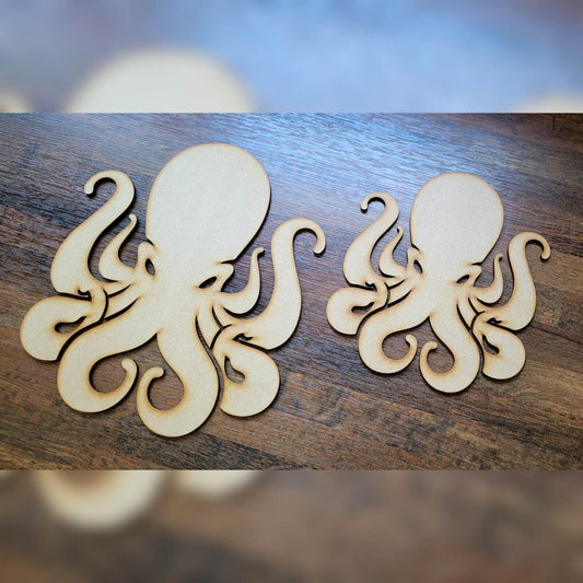 Large Wooden Octopus Kraken Shapes MDF 5-60cm 3mm Thick Sign Craft Laser Cut